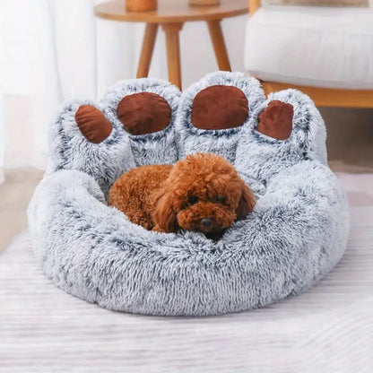 Round Calming Paw Shape Dog Bed