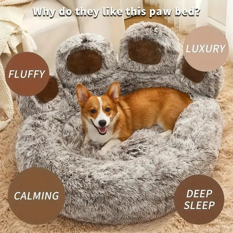 Round Calming Paw Shape Dog Bed