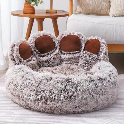 Round Calming Paw Shape Dog Bed