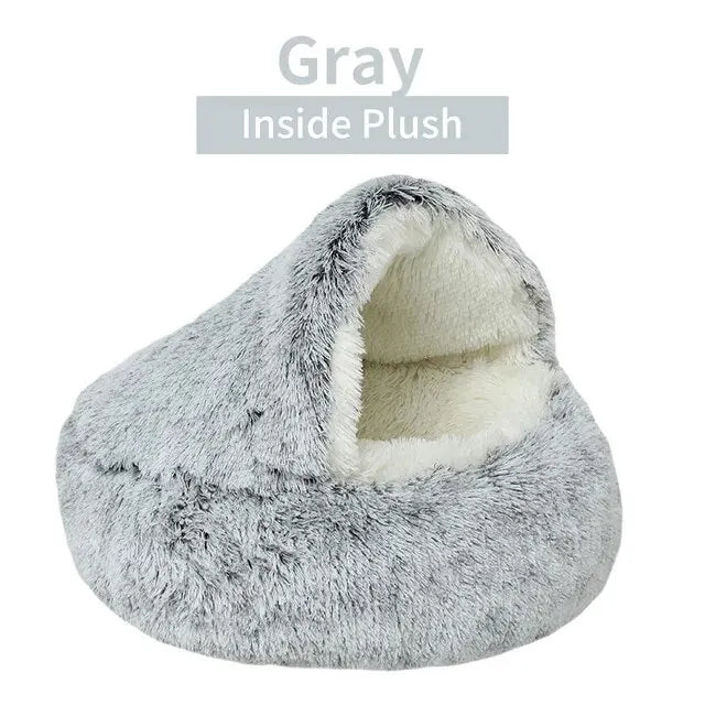 Plush Hooded Fluffy Soft Cat Bed