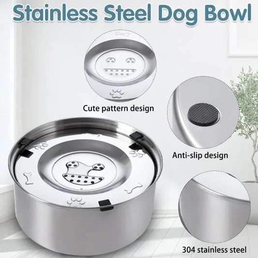 Anti-Splash Stainless Steel Dog Bowl