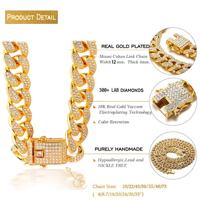 Luxury Rhinestone Pet Cuban Chain Collar