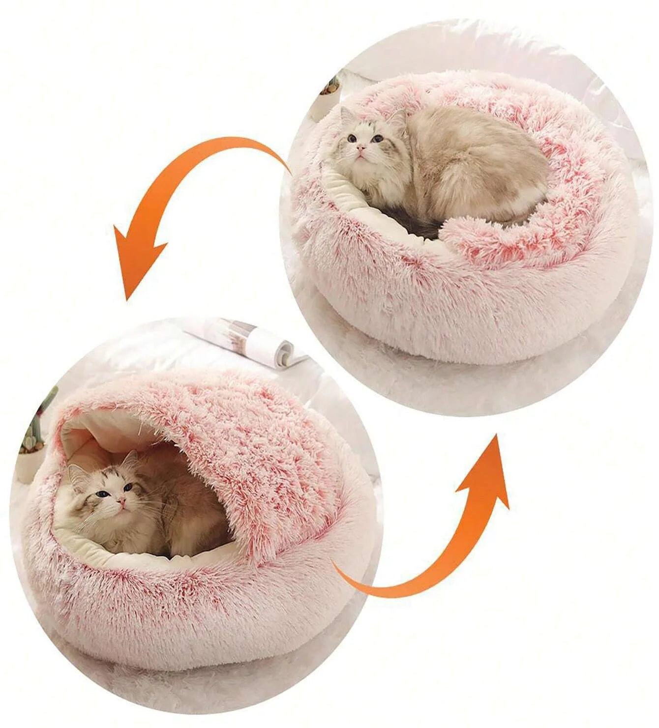 Plush Hooded Fluffy Soft Cat Bed