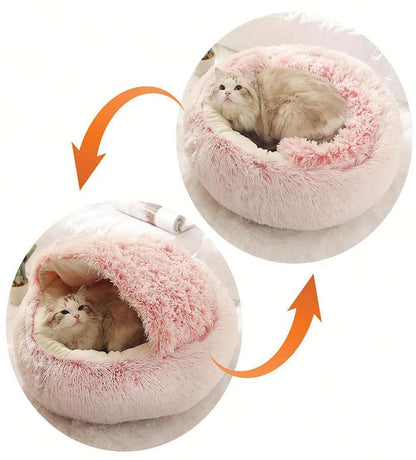 Plush Hooded Fluffy Soft Cat Bed