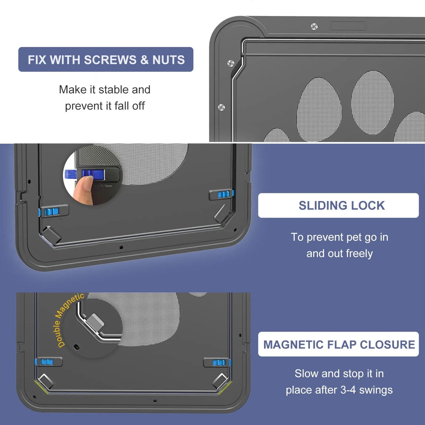 Lockable Self-Closing Function Screen