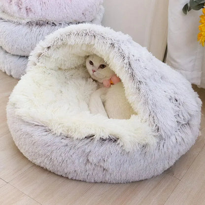 Plush Hooded Fluffy Soft Cat Bed