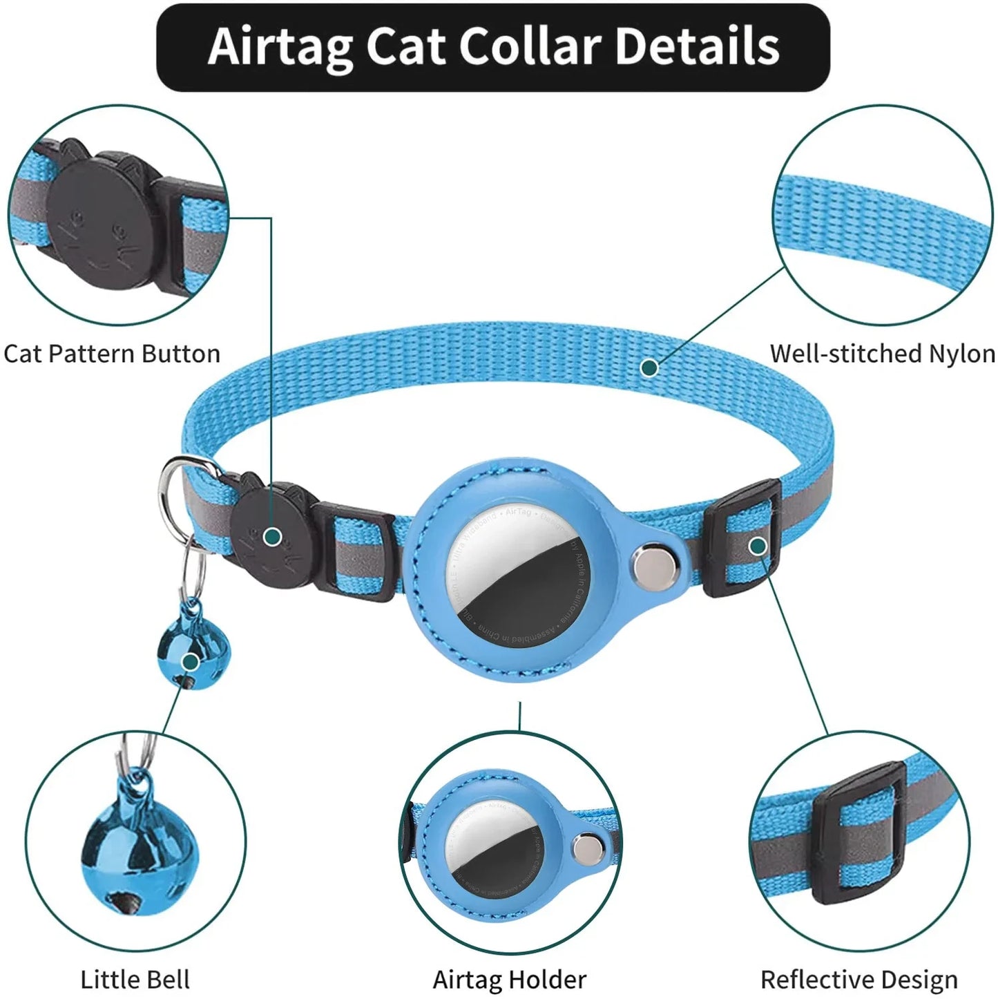 Reflective Cat AirTag Collar