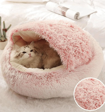 Plush Hooded Fluffy Soft Cat Bed