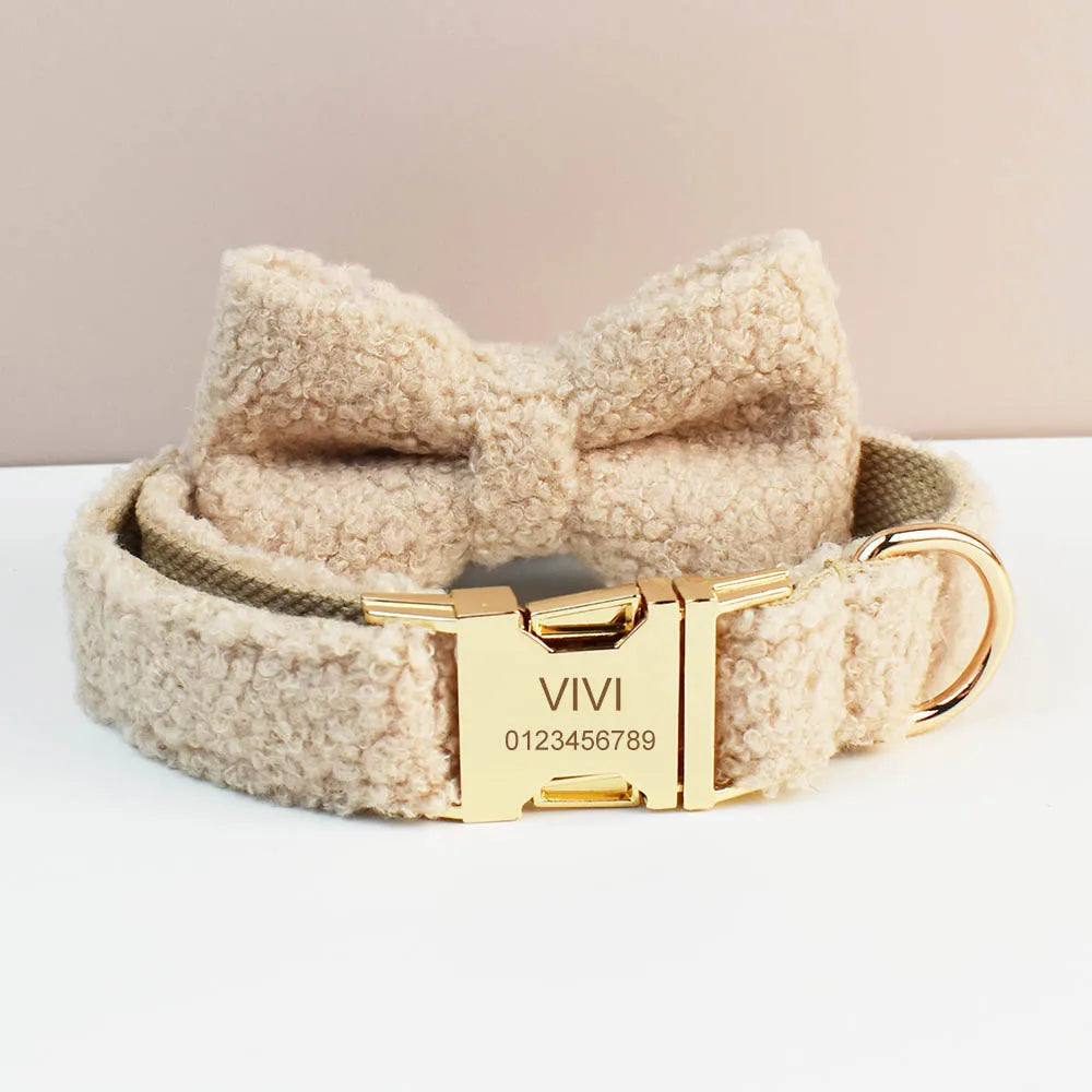 Personalised Teddy fleece Dog Collar And Leash Set