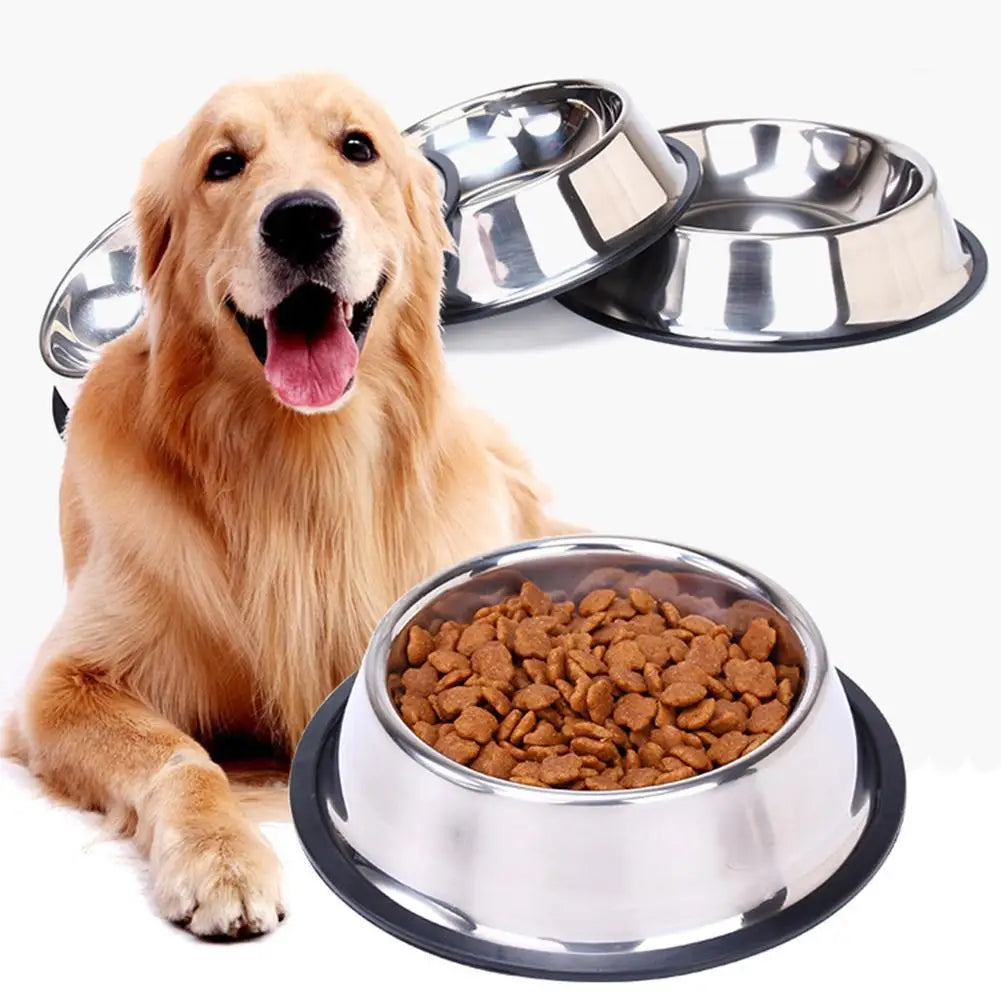 Stainless Steel Dog Bowls + Rubber Base