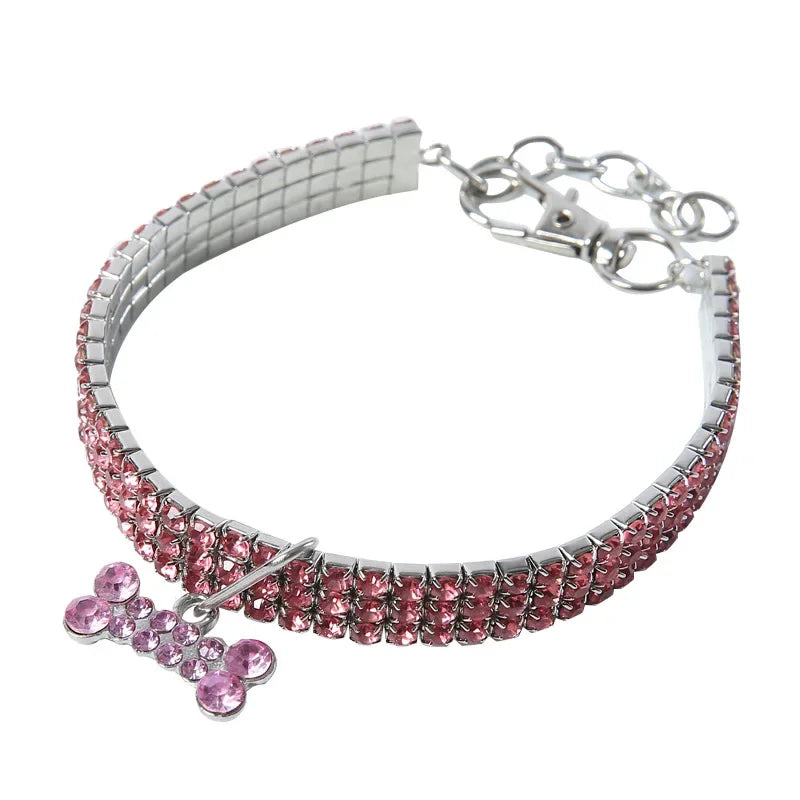 Rhinestone Dog Necklace Collar