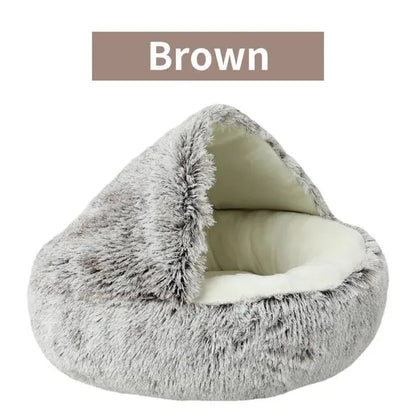 Plush Hooded Fluffy Soft Cat Bed