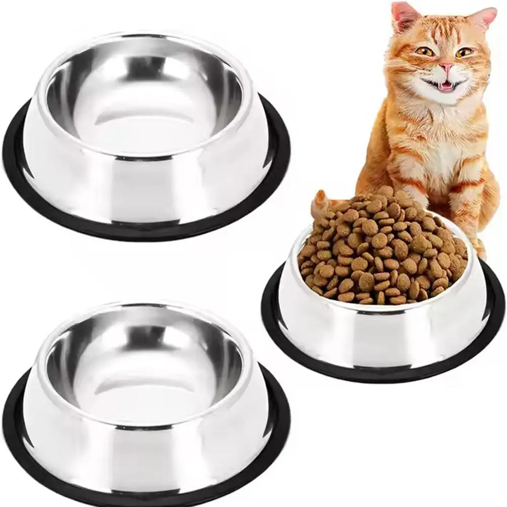 Stainless Steel Dog Bowls + Rubber Base