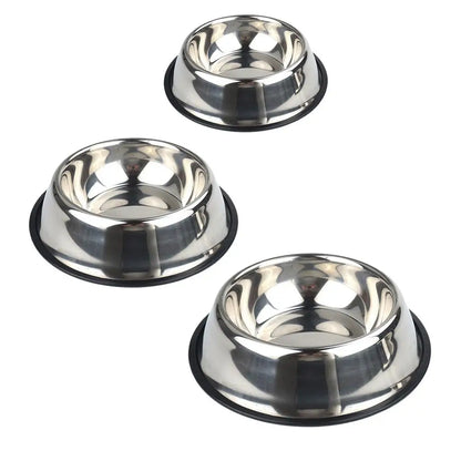 Stainless Steel Dog Bowls + Rubber Base