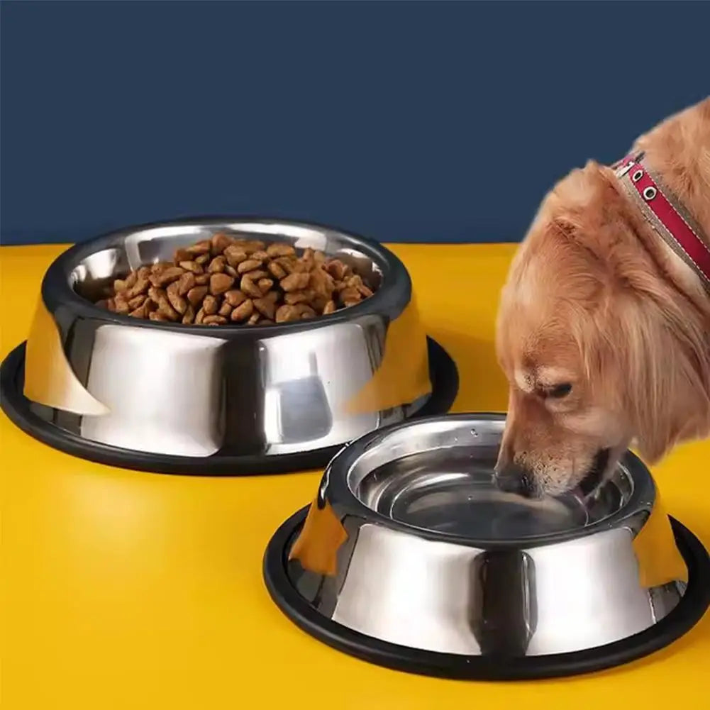 Stainless Steel Dog Bowls + Rubber Base