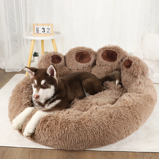 Round Calming Paw Shape Dog Bed