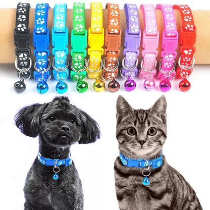 Footprint Pet Collar With Bell