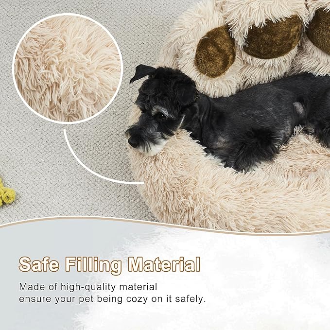 Round Calming Paw Shape Dog Bed