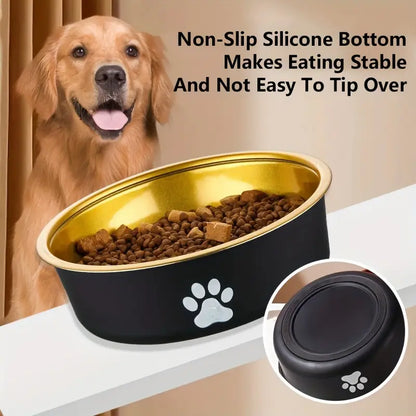 Paw Print Black Dog Bowl