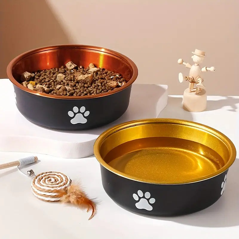 Paw Print Black Dog Bowl